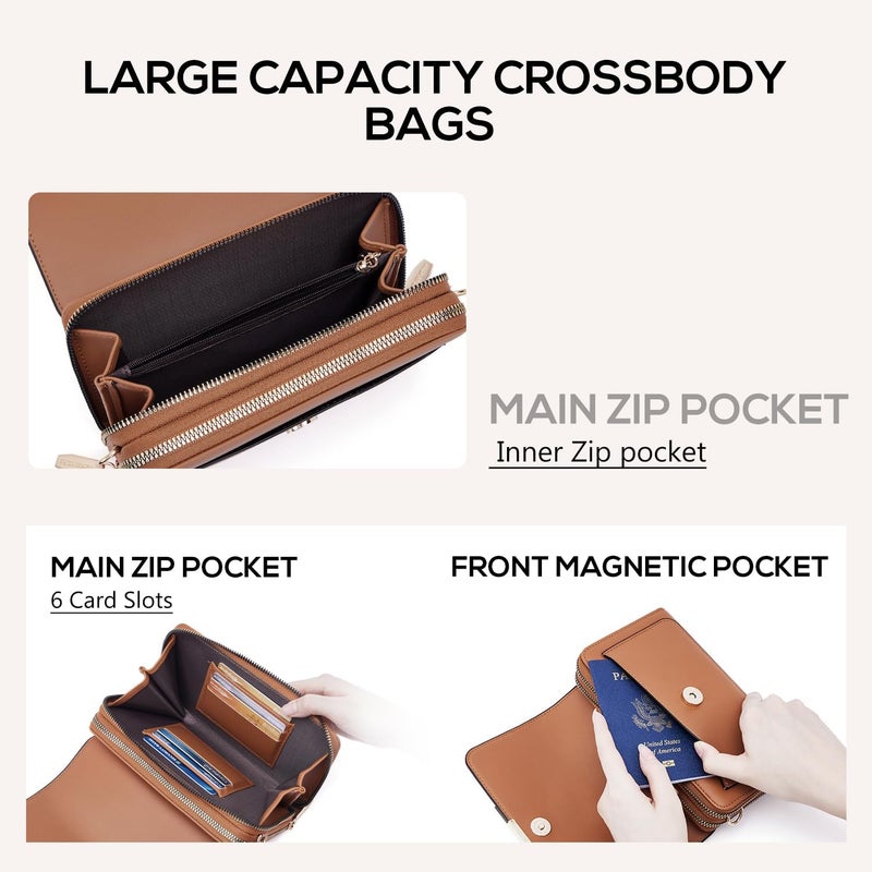 Roulens Small Crossbody Bag for Women,Cell Phone Purse Women's Shoulder Handbags Wallet Purse with Credit Card Slots - Image 5